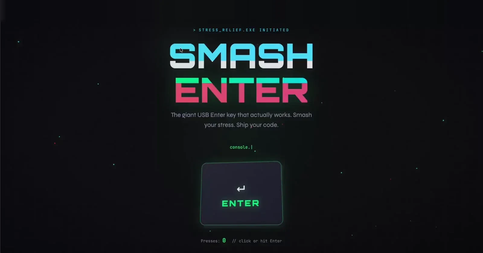 RAGE_KEY, Landing Page
