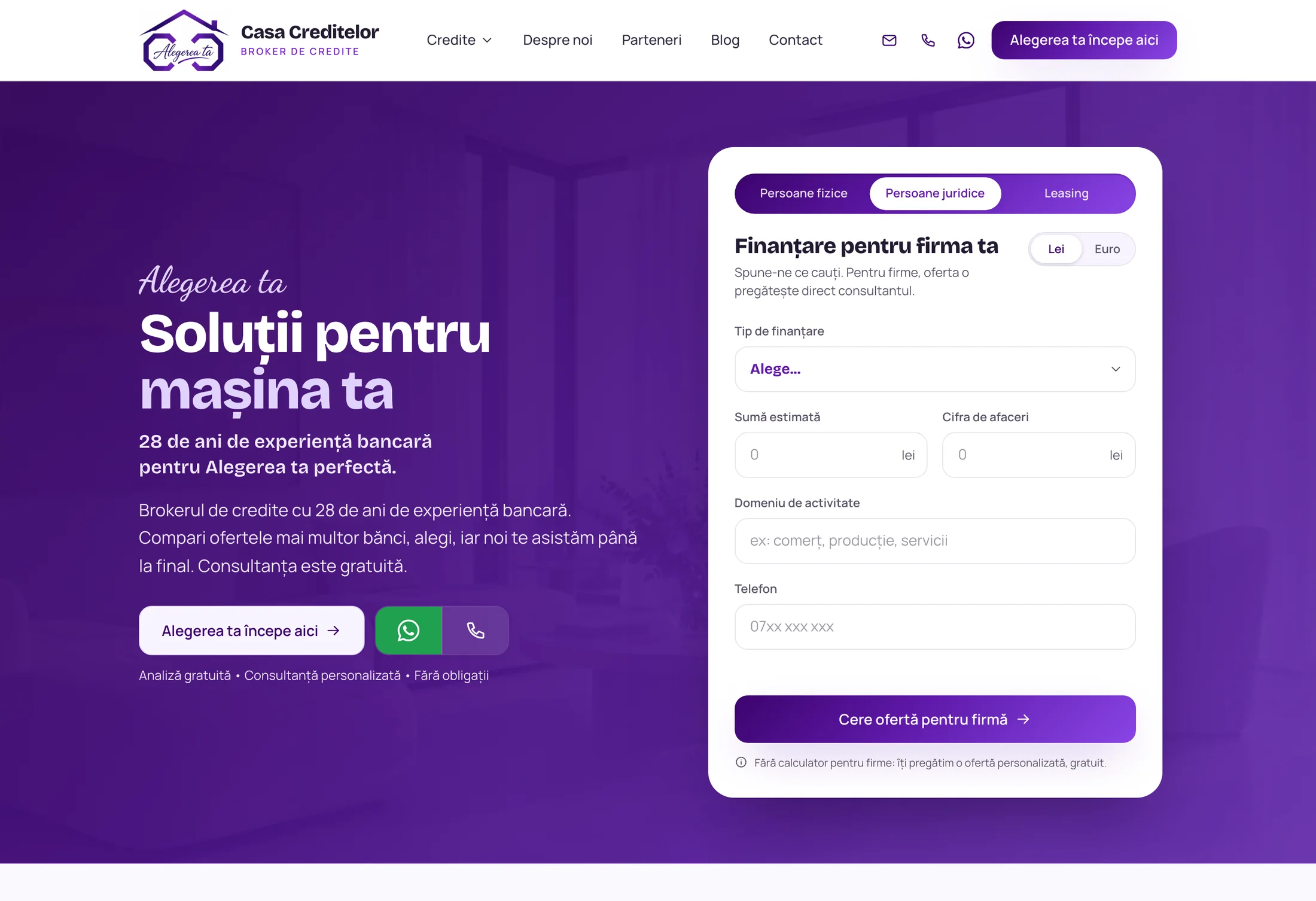 Casa Creditelor, formularul pentru firme