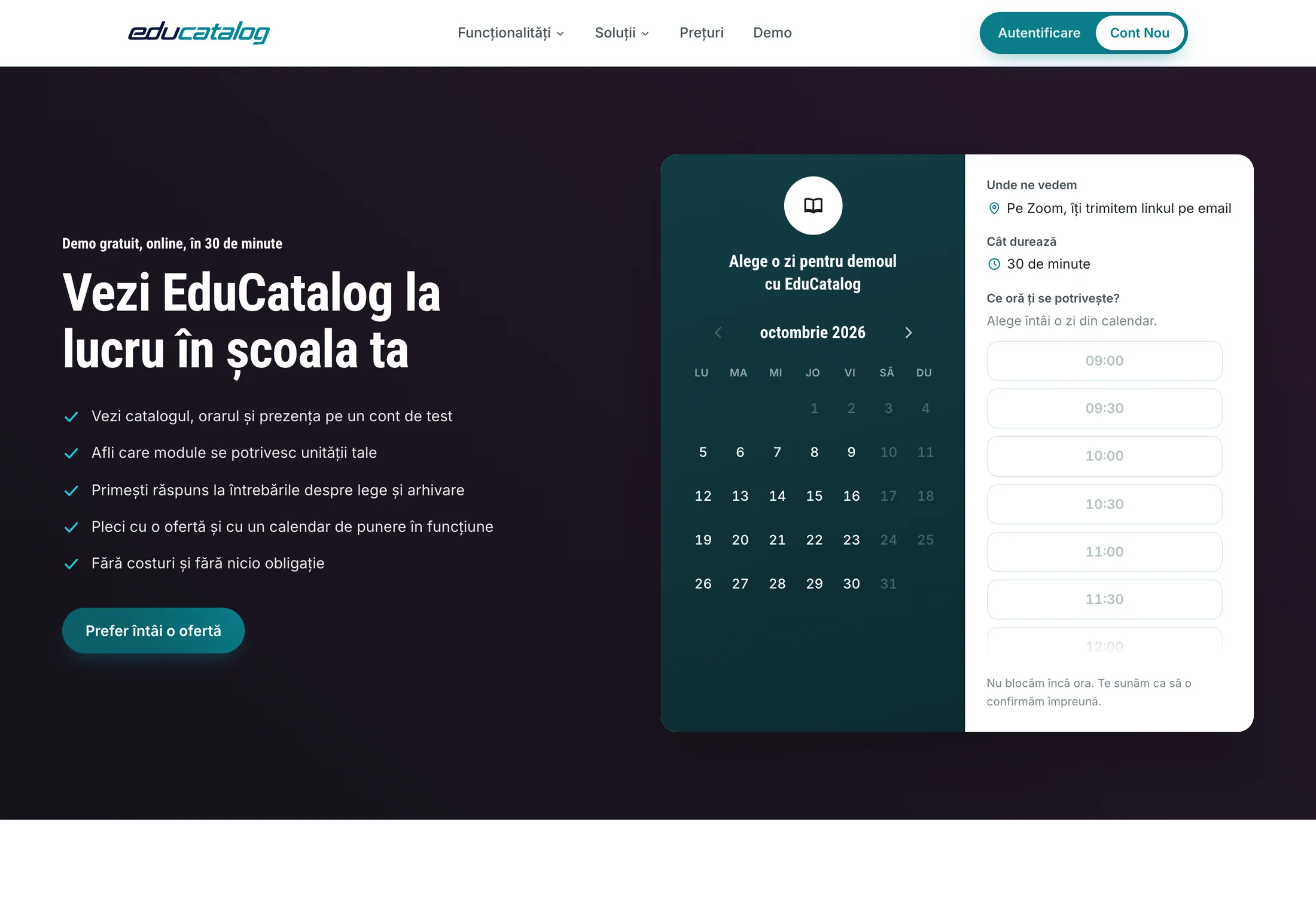 EduCatalog, programarea demo-ului