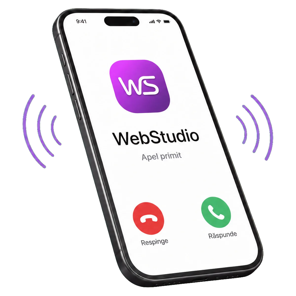 Telefon care sună: apel primit de la WebStudio