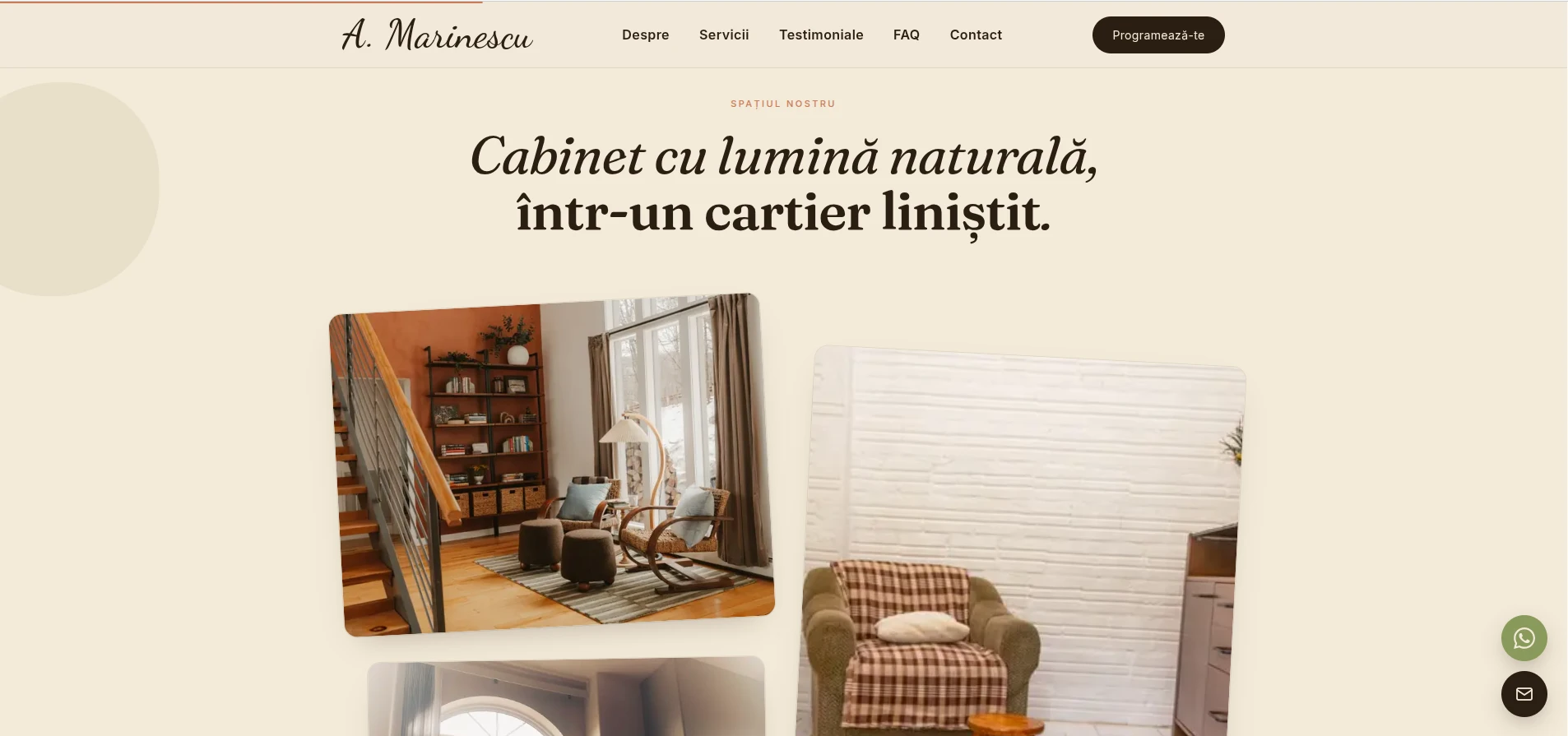 Despre Mine - „O abordare blândă, orientată spre tine" și galeria cabinetului