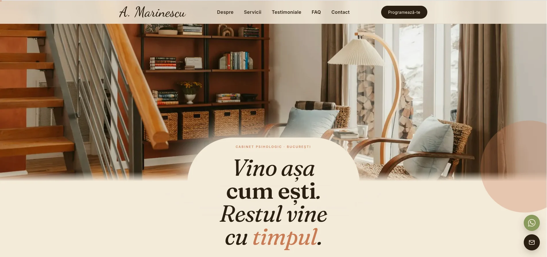 Cabinet Psihologic - template landing page hero „Vino așa cum ești"