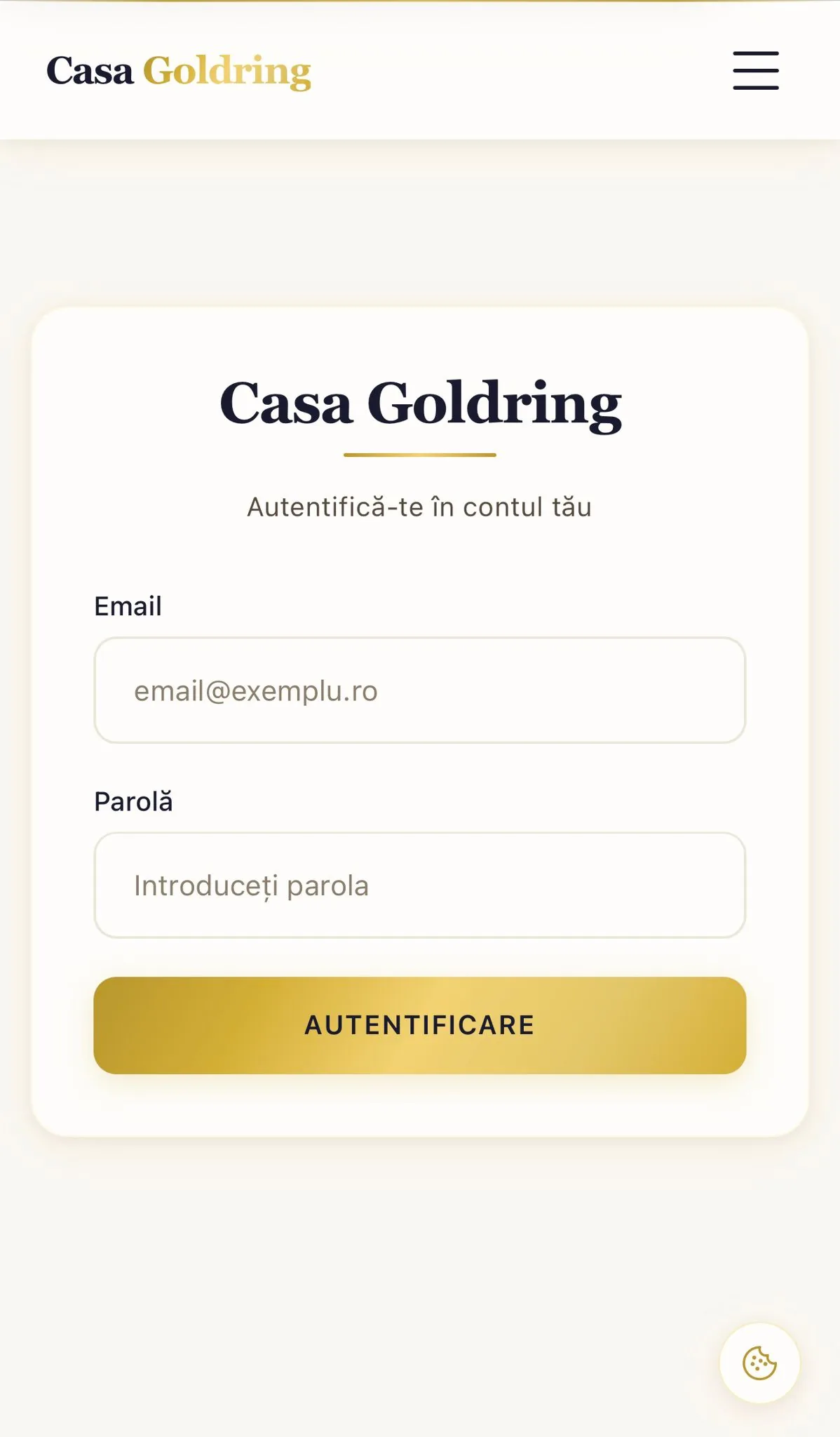 Casa Goldring — panou administrare pe mobil