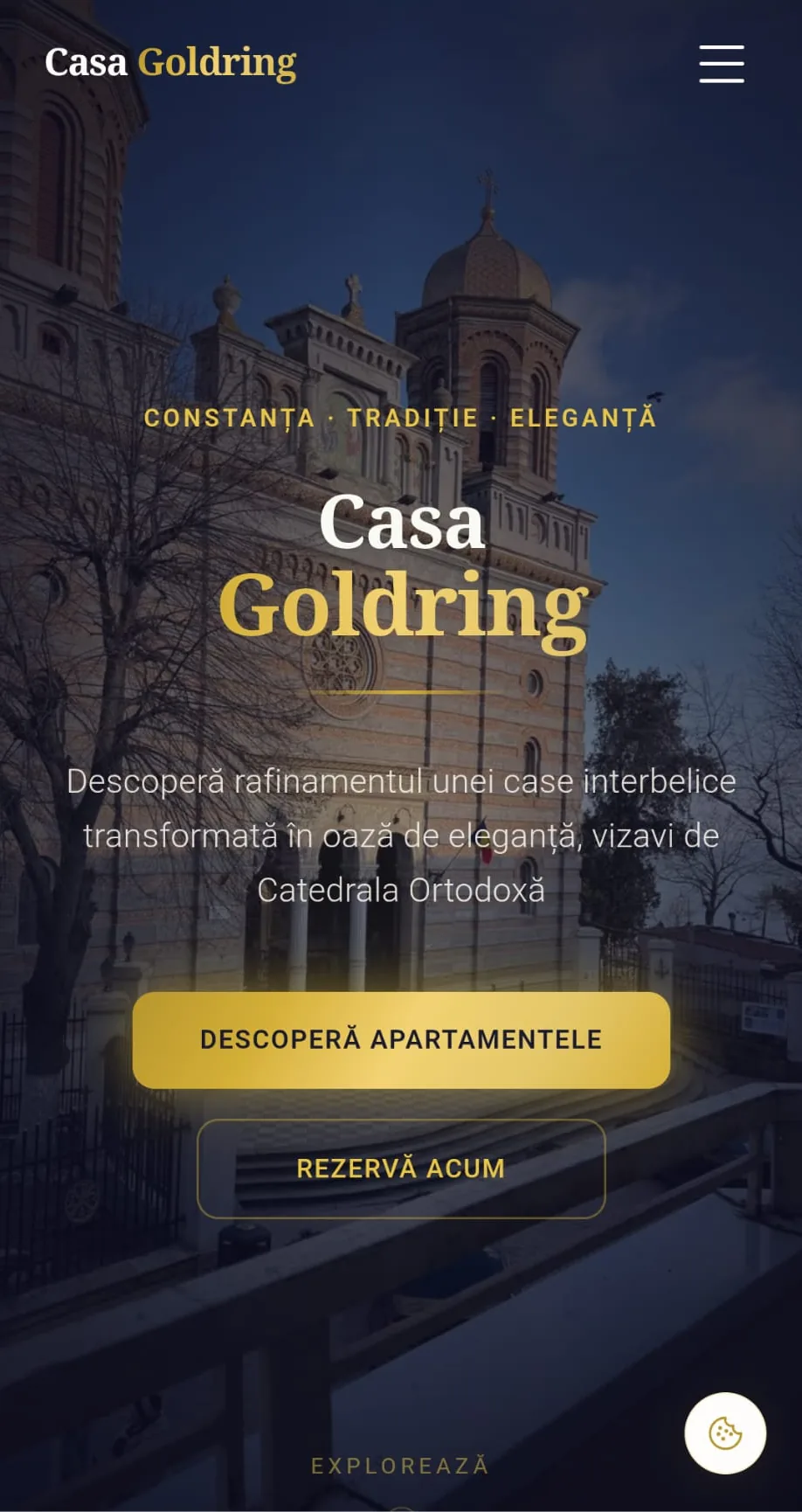 Casa Goldring — homepage versiune mobilă
