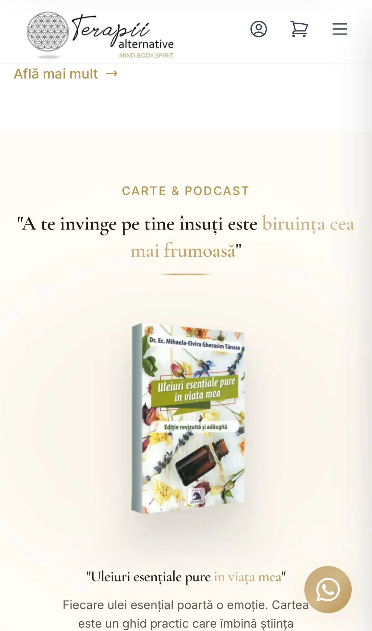 Mihaela Elvira — secțiune carte și podcast pe mobil